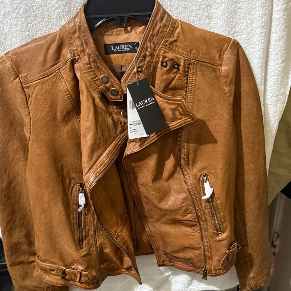 Lauren Ralph Lauren Brown Leather Jacket NWT